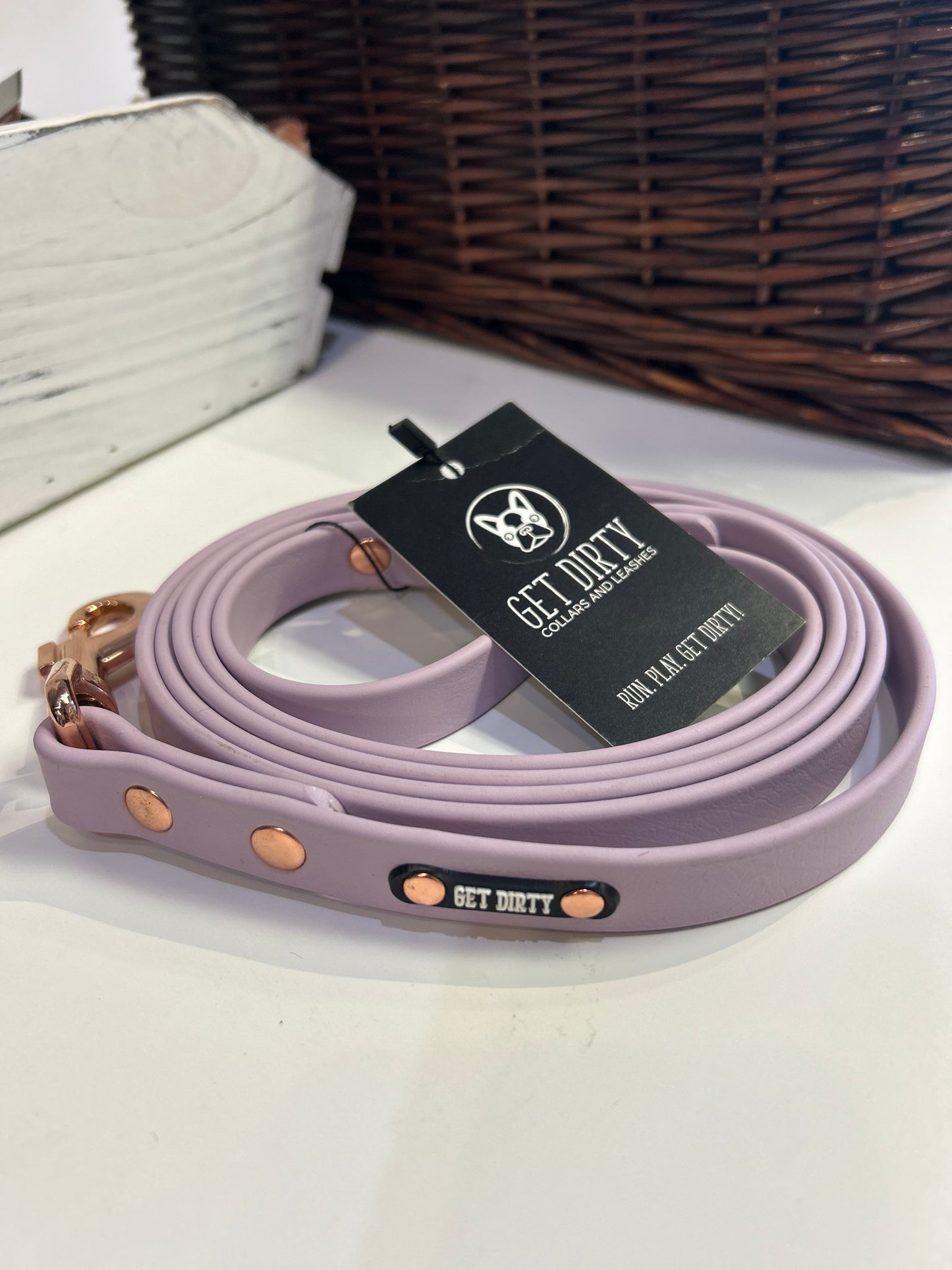 Get Dirty- Biothane Lavender Pink/Rose Gold 6 ft Bolt Snap clip Leash