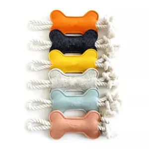 JSBlueRidge Toys: Leather Tug Toy Chew - Bone